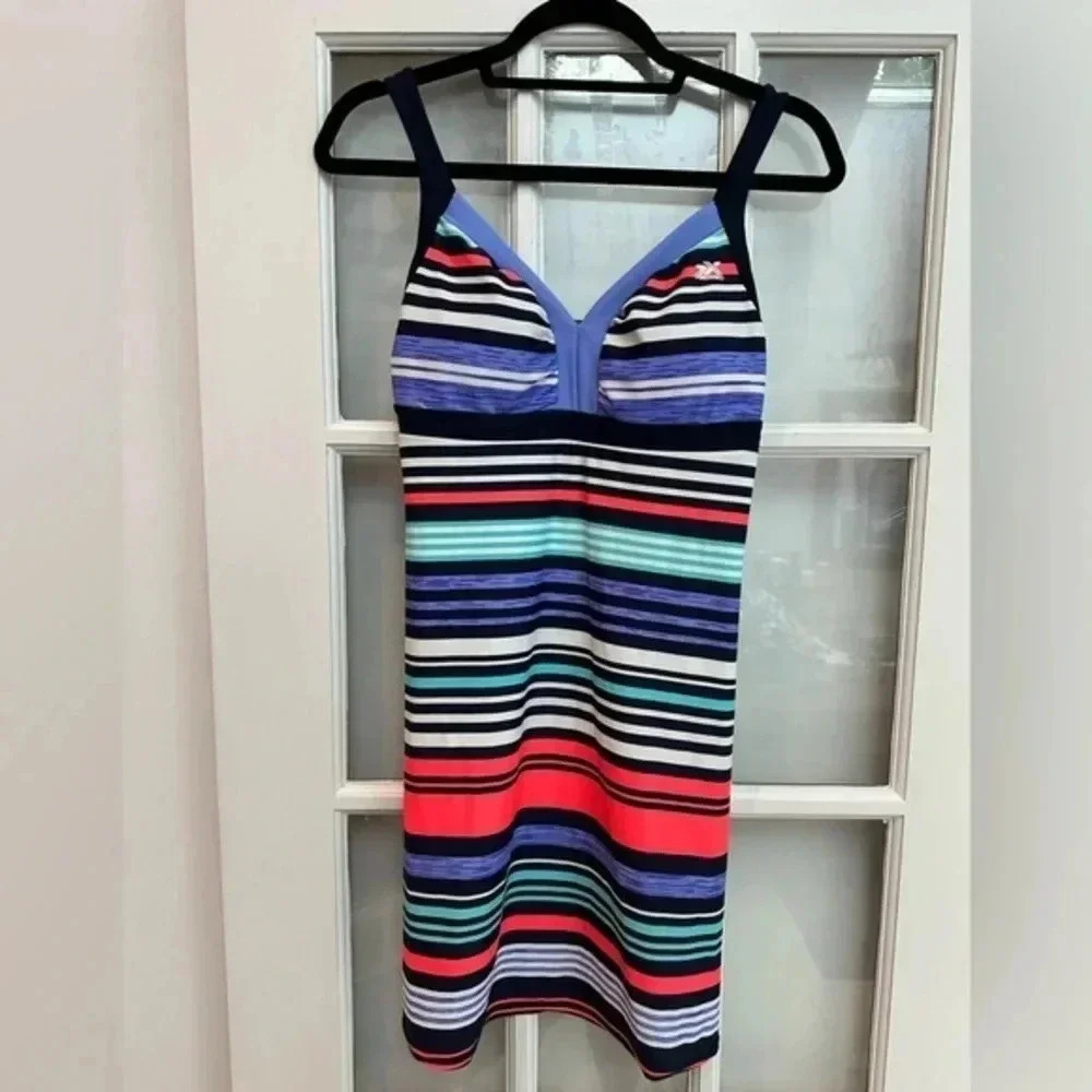 ZeroXposur Swimwear Tankini Swim Top Dress Padded Cups Stripes Size Small S